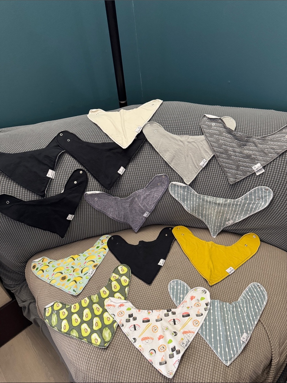 Copper Pearl- Kids Bandana Bib Set - Multi Color Mix- Lot of 14 Bibs.